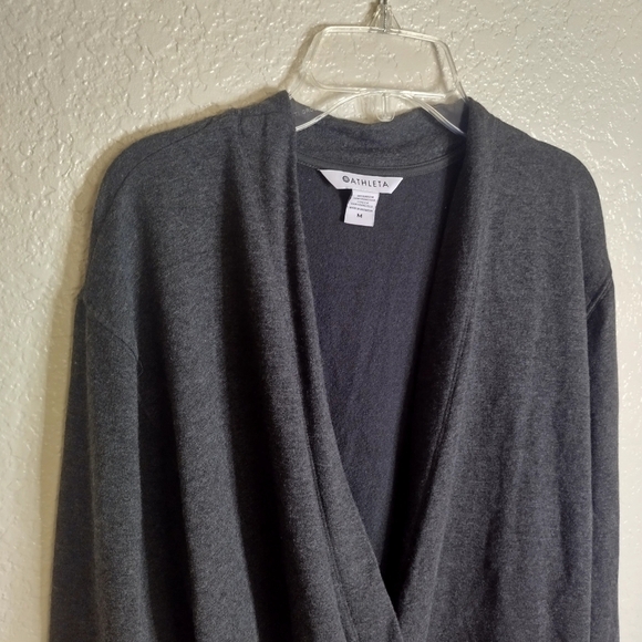 ATHLETA Purana V-Neck Wrap Sweatshirt Heathered Grey Sz M - Picture 3 of 9